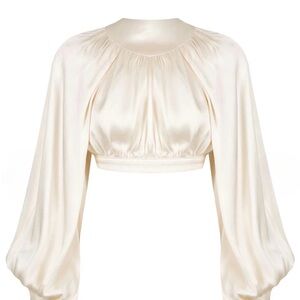 Revolve Shona Joy Bridal La Lune Backless Cream White Satin Silk Crop Blouse